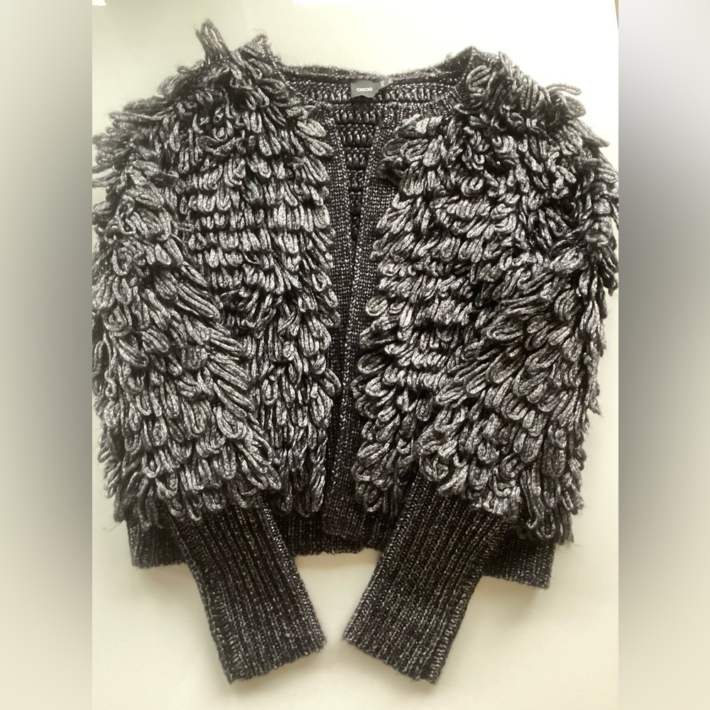 ASOS Black Metallic Loop Shaggy Knit Cardigan